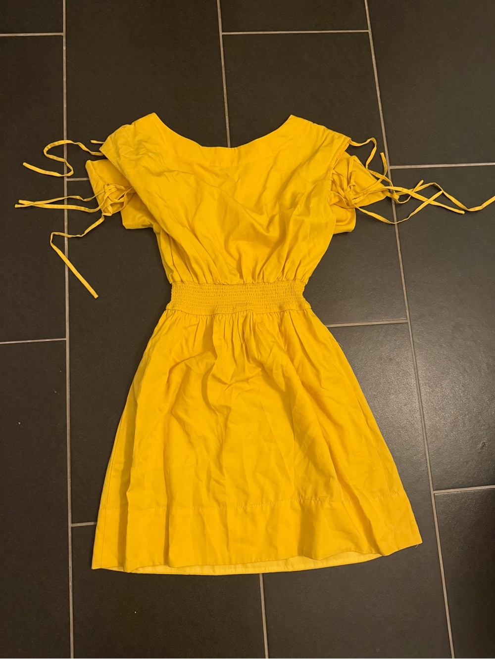 Plenty by Tracy Reese Yellow Tie-Sleeve Cotton Dress Size Small Petite Anthropol